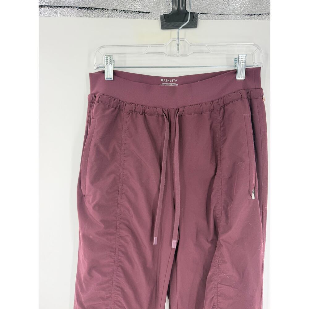 Athleta Attitude Lined Pants Womens 8 Tall Ruched Burgundy Athletic Jogger Dance - Picture 3 of 13